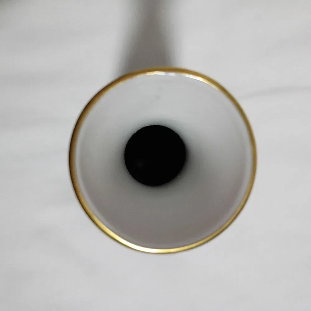Rosenthal Porcelain Vase Model 3310 MCM Black Matte Bird Gold Geometric